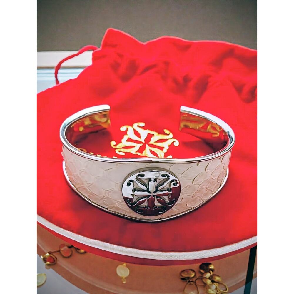 Rustic Cuff Monique Python Side Cut White/Silver … - image 2